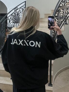 JAXXON Full Zip Windbreaker Jacket Black Logo Men’s M